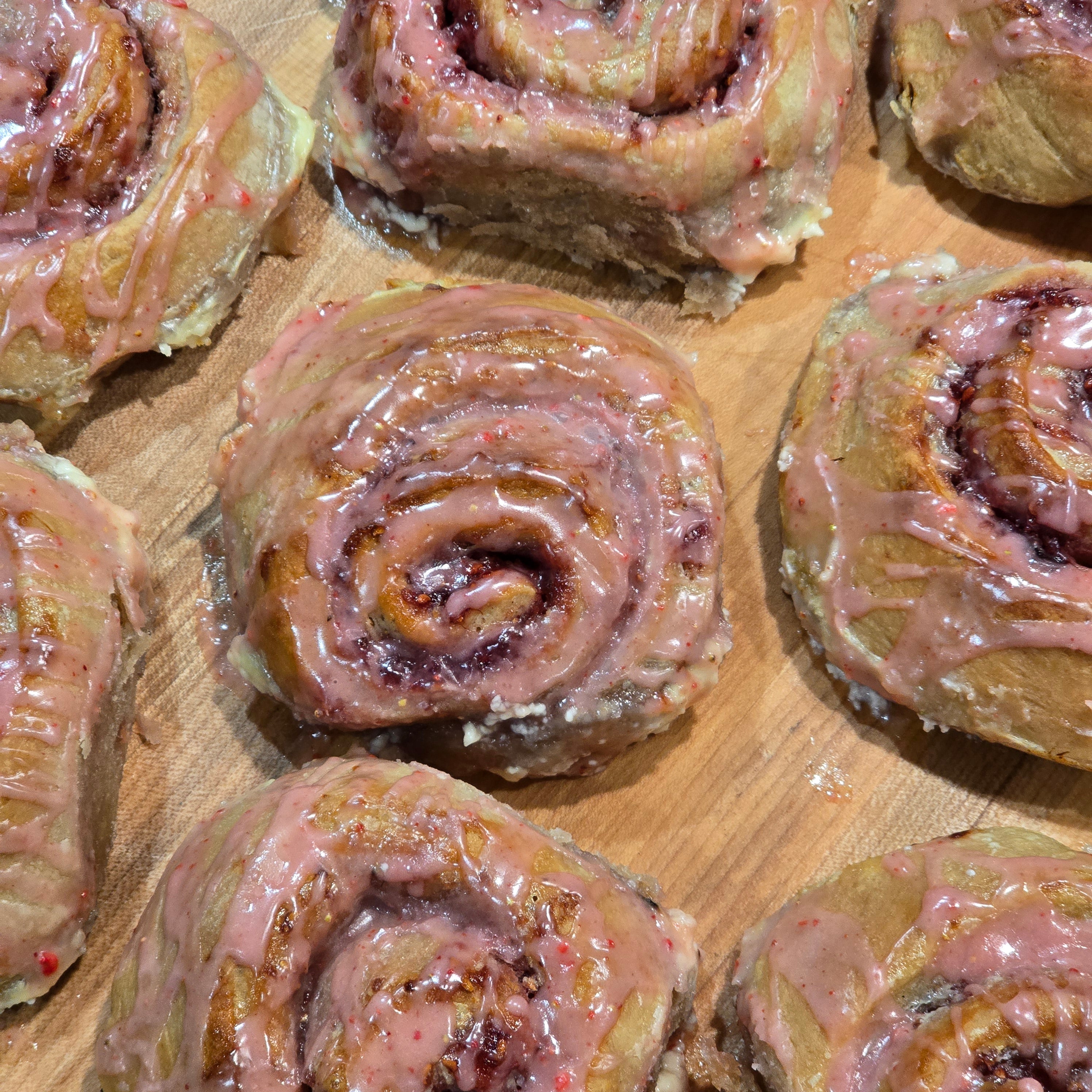 Strawberry Raspberry Rolls w. Strawberry Glaze