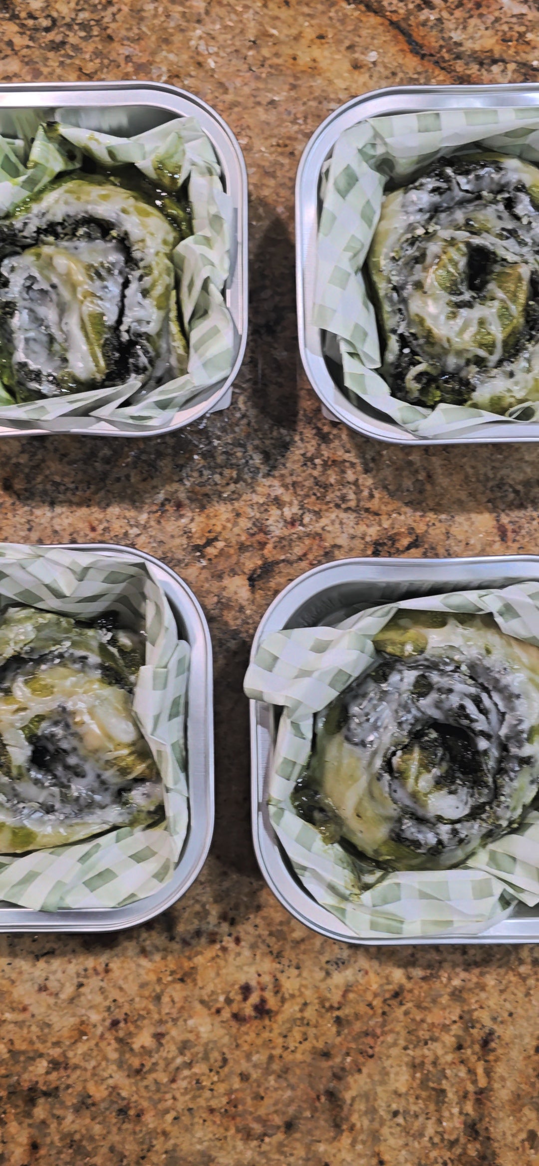 Matcha Black Sesame Rolls w. Vanilla Glaze